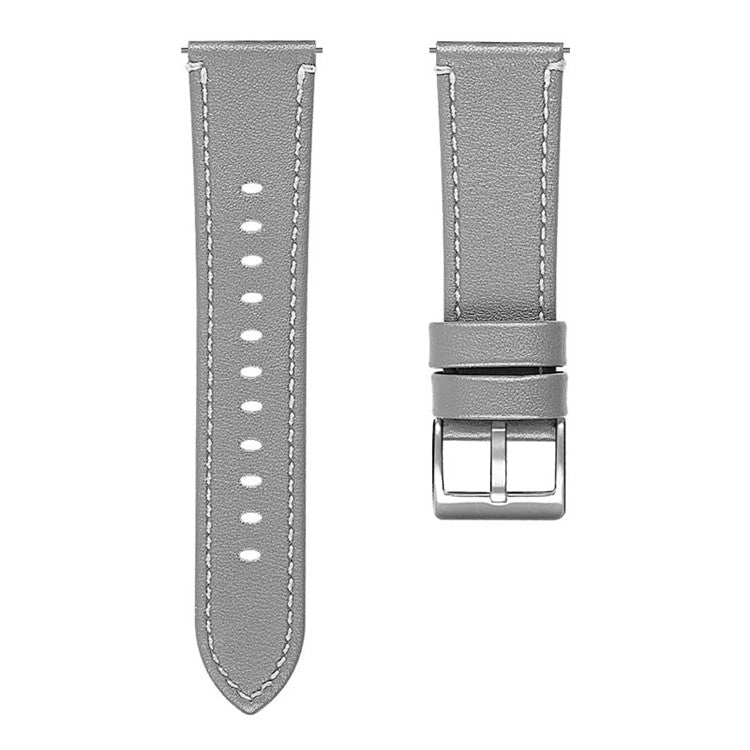 For Fossil Gen 5 Carlyle Cowhide Leather Soft Touch Wrist Strap 22mm Universal Watch Band with Stainless Steel Buckle - Grey