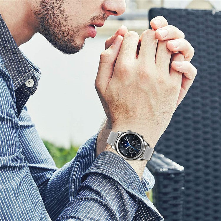 For Fossil Gen 5 Carlyle Cowhide Leather Soft Touch Wrist Strap 22mm Universal Watch Band with Stainless Steel Buckle - Grey