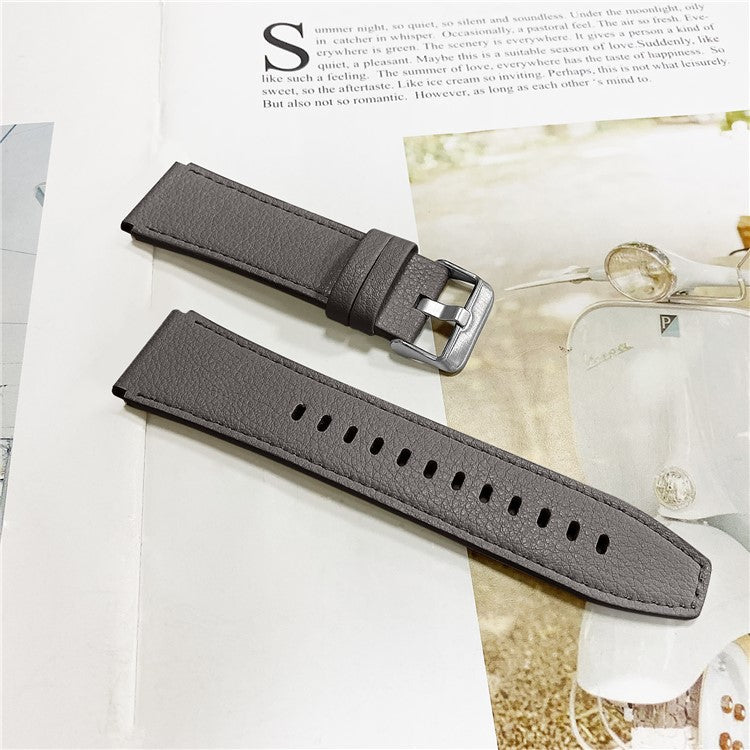 For Huami Amazfit GTR 47mm Cowhide Genuine Leather Watch Strap Double-sided Textured Replacement Wrist Band - Grey