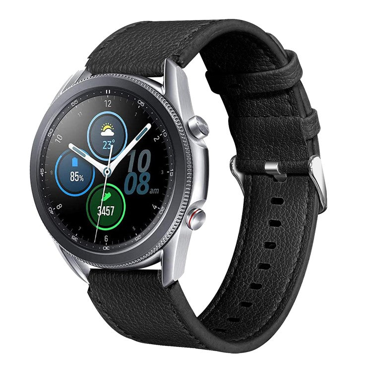 For TicWatch Pro/TicWatch GTX Durable Buckle Design Watch Band Cowhide Genuine Leather Double-sided Textured Wrist Strap - Black