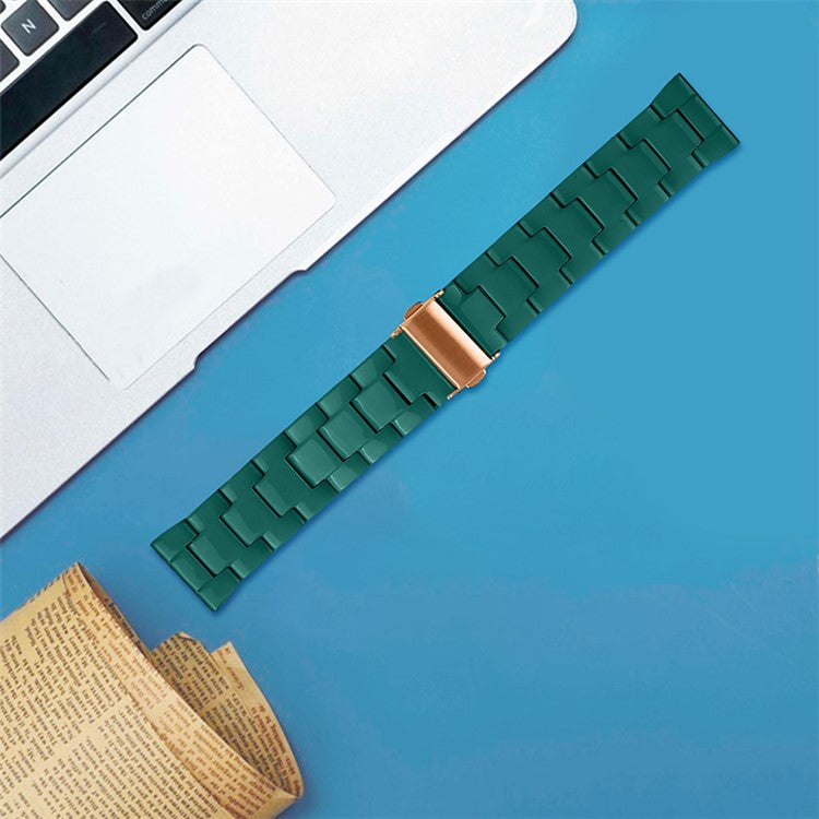 20mm Resin Smart Watch Strap for Garmin Vivomove 3/Garminmove 3, Replacement Wristband with Stainless Steel Buckle - Dark Green