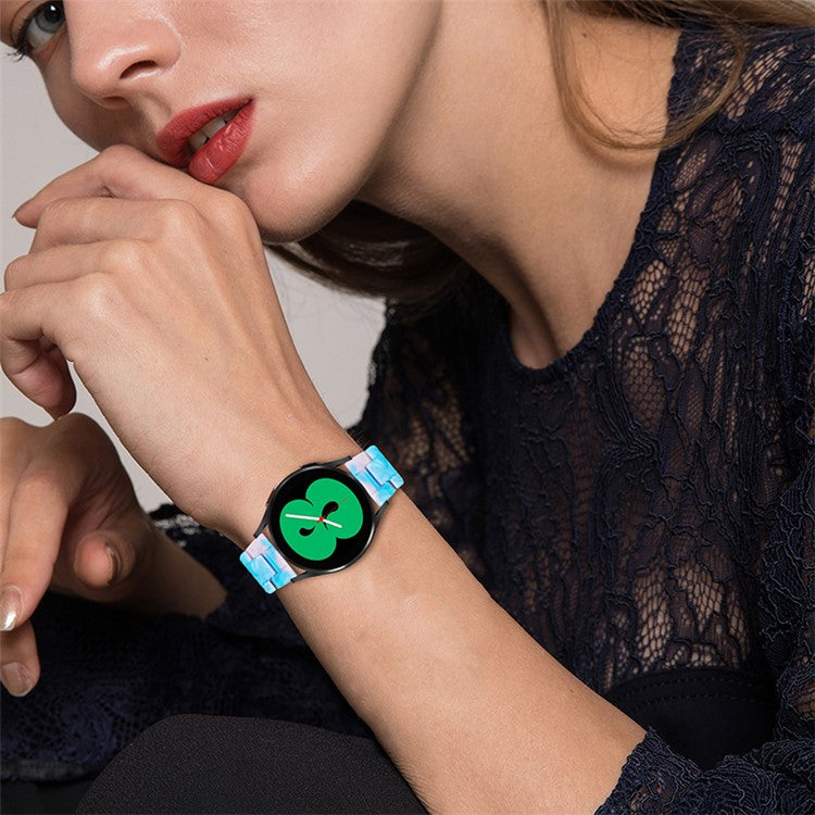 For Huawei Watch 2/Watch GT 2 42mm Resin Watch Band Wrist Strap Replacement 20mm with Stainless Steel Buckle - Blue/Pink