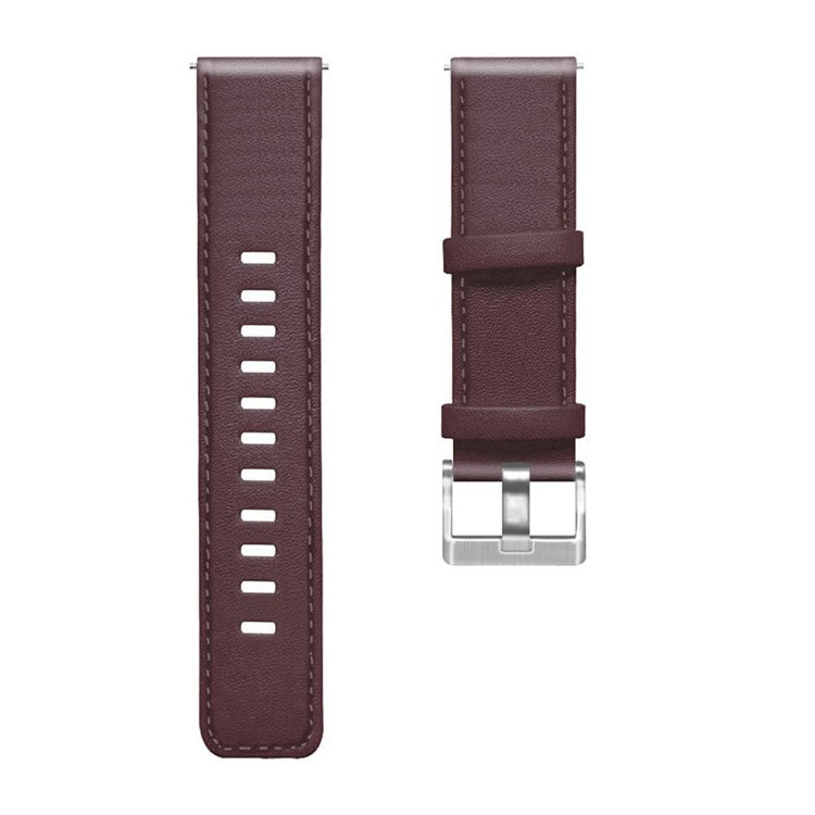 For HUAWEI Watch GT3/Samsung Galaxy Watch 46mm/Gear S3 Classic Leather Watch Band 22mm Universal Watch Strap with Buckle - Dark Brown
