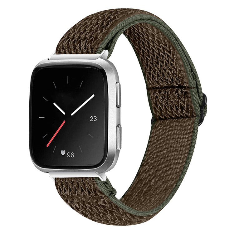 For Fitbit Versa 2 / Fitbit Versa/Versa Lite/Versa SE Universal Watch Band Adjustable Elastic Watch Strap with Buckle - Brown