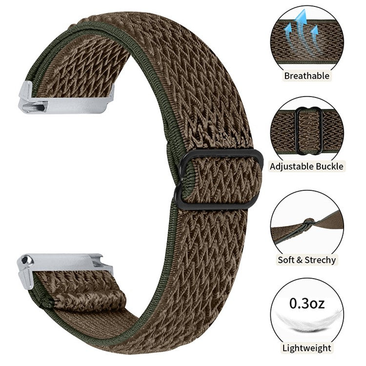 For Fitbit Versa 2 / Fitbit Versa/Versa Lite/Versa SE Universal Watch Band Adjustable Elastic Watch Strap with Buckle - Brown