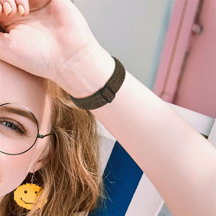 For Fitbit Versa 2 / Fitbit Versa/Versa Lite/Versa SE Universal Watch Band Adjustable Elastic Watch Strap with Buckle - Brown