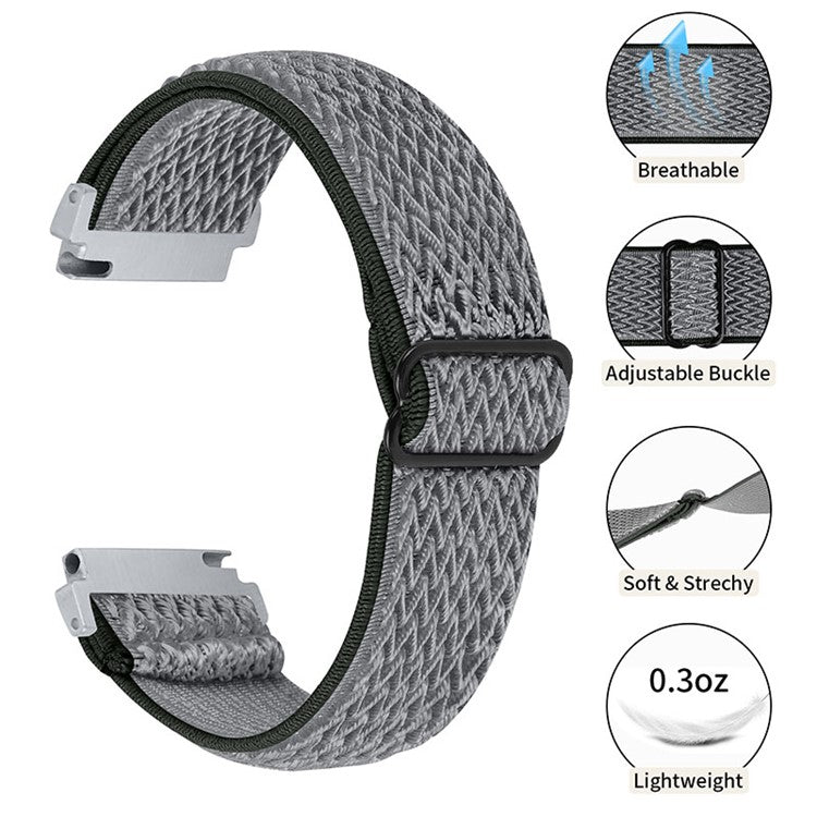 For Huami Amazfit GTR 47mm/Pace/Stratos/Stratos 2 Adjustable Elastic Watch Strap Universal 22mm Watch Band with Buckle - Dark Grey
