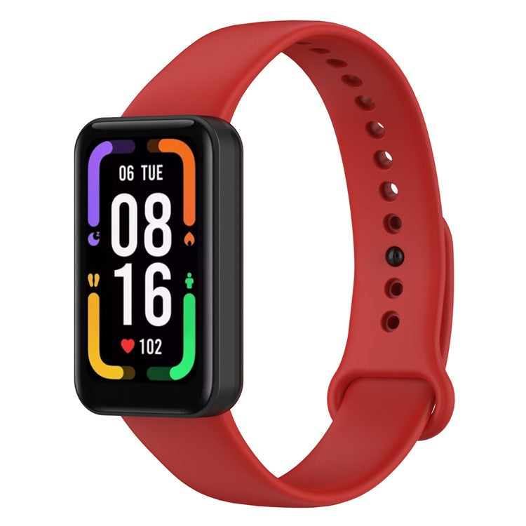 For Xiaomi Redmi Smart Band Pro Solid Color Soft Silicone Watch Band Adjustable Wrist Strap - Red