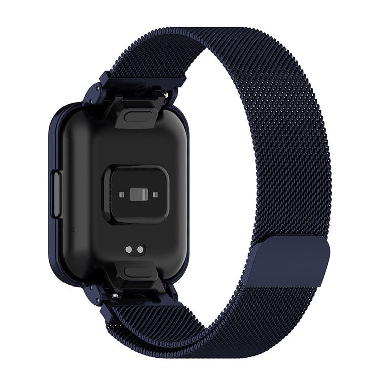 For Xiaomi Redmi Watch 2 Lite Metal Milanese Magnetic Wrist Strap+Watch Frame Case - Dark Blue