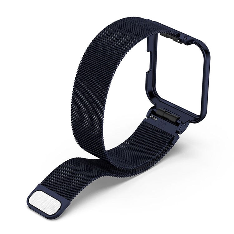 For Xiaomi Redmi Watch 2 Lite Metal Milanese Magnetic Wrist Strap+Watch Frame Case - Dark Blue