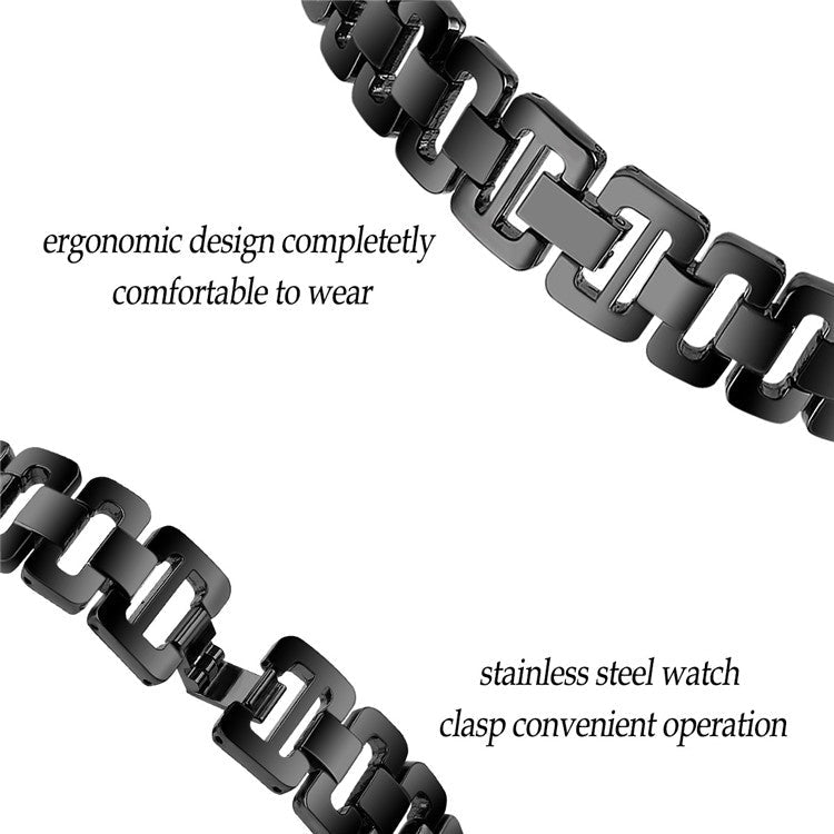 For Huawei Watch GT 2e Samsung Galaxy Watch 46mm Universal 22mm Rhinestone Decorative D-chain Watch Strap Stainless Steel Watchband - Black