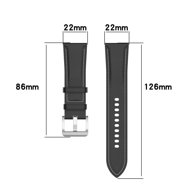 For Huawei Watch GT/Samsung Gear S3/Galaxy Watch 46mm Smart Watch Band 22mm Universal Stitching Line First Layer Cowhide Solid Color Strap - Light Brown