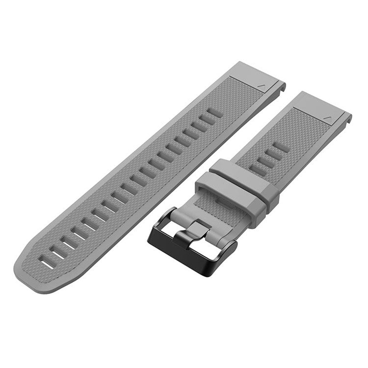 For Garmin Fenix 7 Wrist Band Quick Release Silicone Adjustable Watch Strap with Black Buckle - Grey