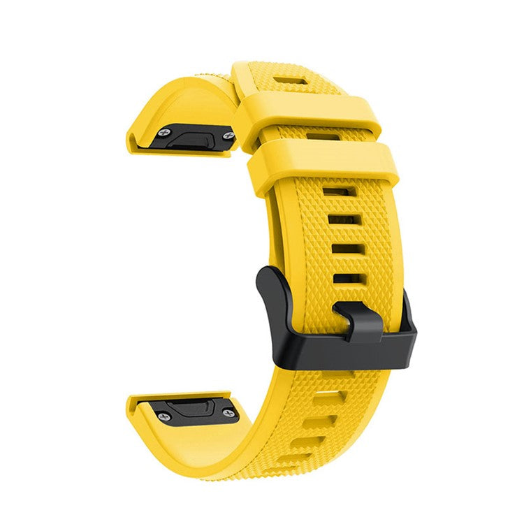 For Garmin Fenix 7 Wrist Band Quick Release Silicone Adjustable Watch Strap with Black Buckle - Yellow