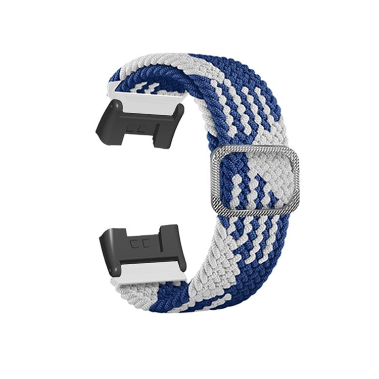 For Xiaomi Redmi Watch 2 Replacement Wrist Band Braided Nylon Elastic Smart Watch Strap with Metal Connector - Blue/White