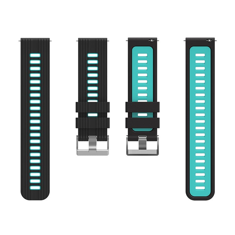 For Huawei Watch GT 3 (46mm) Dual Color 22mm Silicone Watch Strap Replacement Wrist Band - Black/Cyan