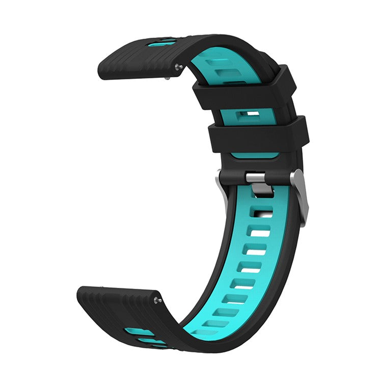 For Huawei Watch GT 3 (46mm) Dual Color 22mm Silicone Watch Strap Replacement Wrist Band - Black/Cyan