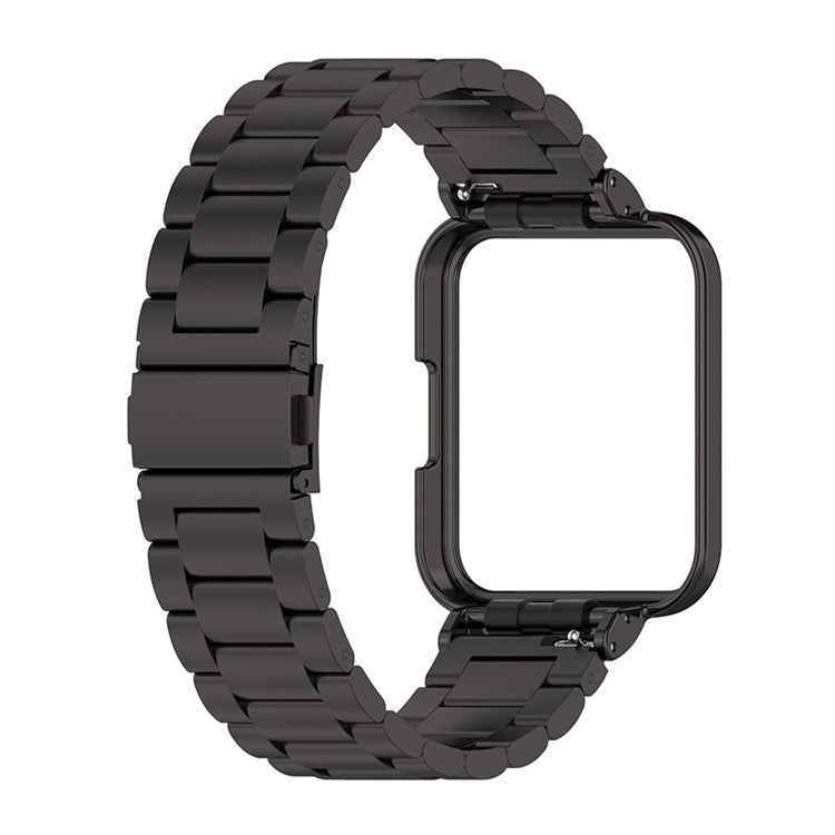 For Xiaomi Redmi Watch 2 Lite Three Beads Stainless Steel Replacement Wrist Strap with Watch Case - Black