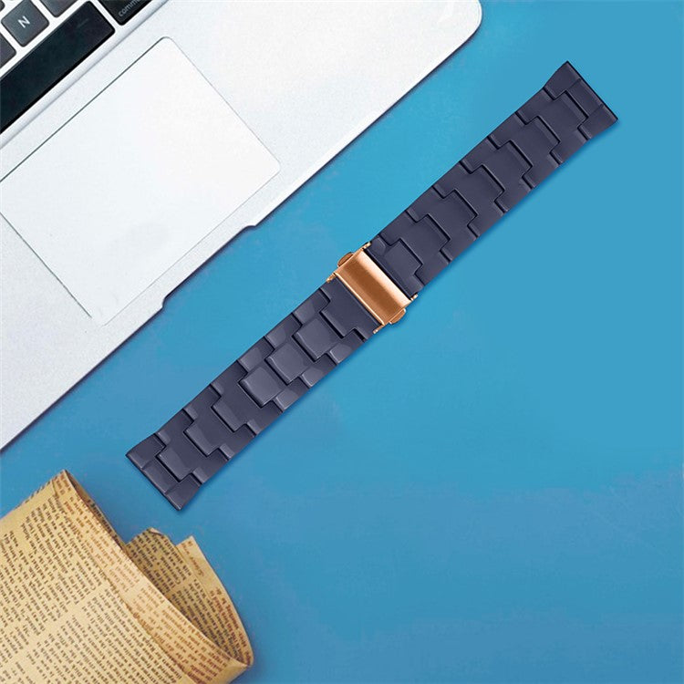For Huami Amazfit Bip S/GTR 42mm/GTS/Bip Lite Resin Watch Strap Wristband 20mm with Stainless Steel Buckle - Midnight Blue
