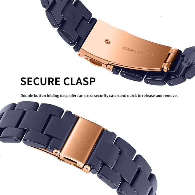 For Huami Amazfit Bip S/GTR 42mm/GTS/Bip Lite Resin Watch Strap Wristband 20mm with Stainless Steel Buckle - Midnight Blue