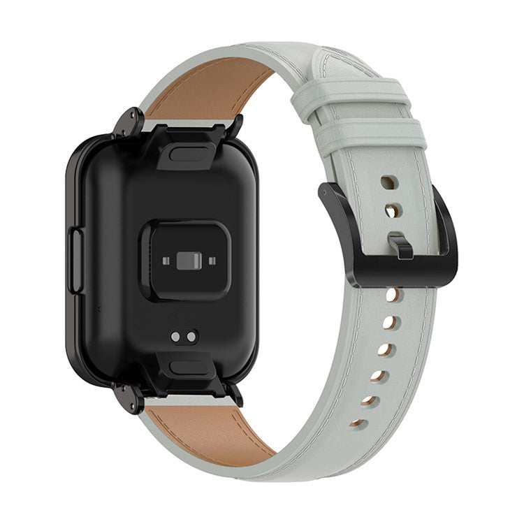 For Xiaomi Redmi Watch 2 Lite Replacement Genuine Leather Strap Adjustable Watch Band - Grey