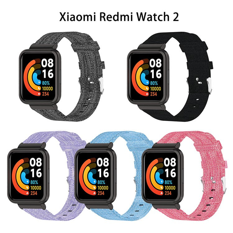 For Xiaomi Redmi Watch 2 Breathable Nylon Canvas Watch Band Replacement Watch Strap - Black Blue