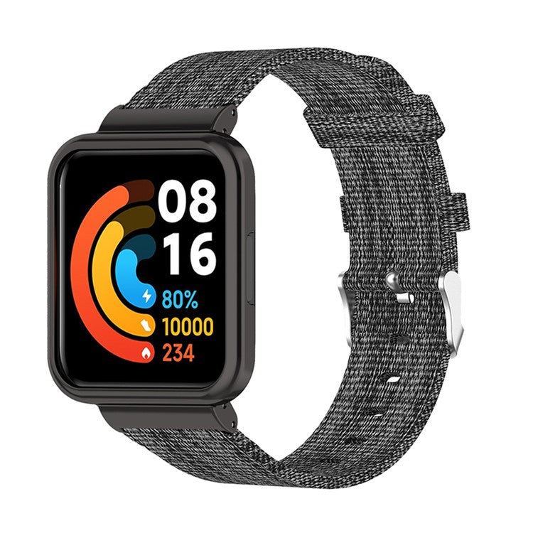 For Xiaomi Redmi Watch 2 Breathable Nylon Canvas Watch Band Replacement Watch Strap - Grey