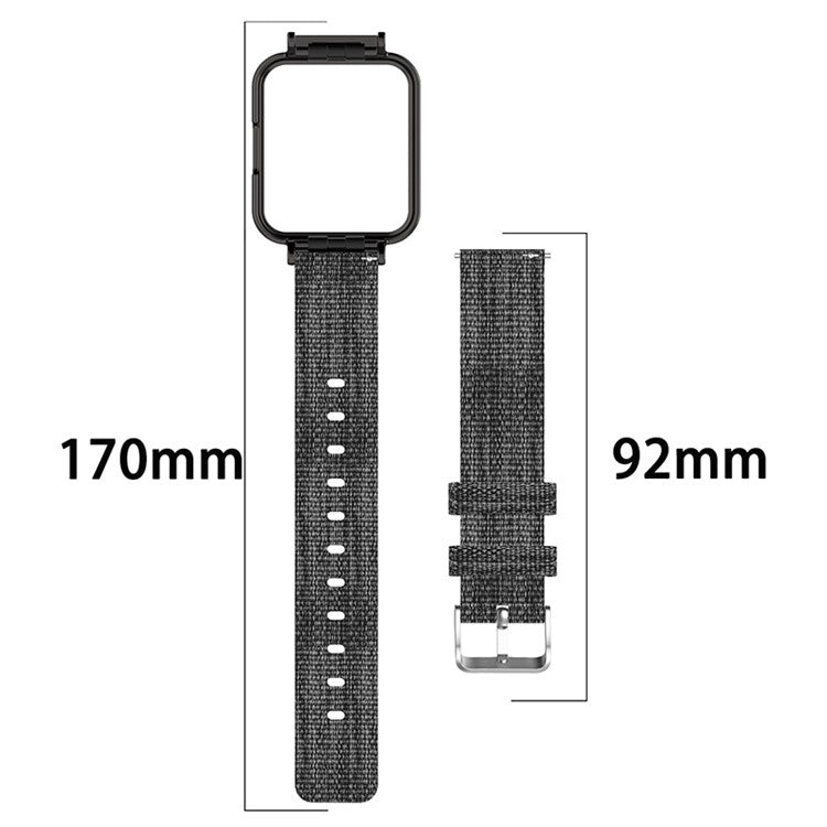 For Xiaomi Redmi Watch 2 Breathable Nylon Canvas Watch Band Replacement Watch Strap - Grey