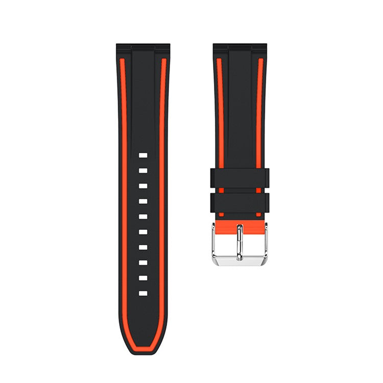 For Samsung Galaxy Watch3 45mm/Watch 46mm/Huawei Watch GT 46mm 22mm Silicone Watch Strap Soft Wristband with Buckle - Black Orange
