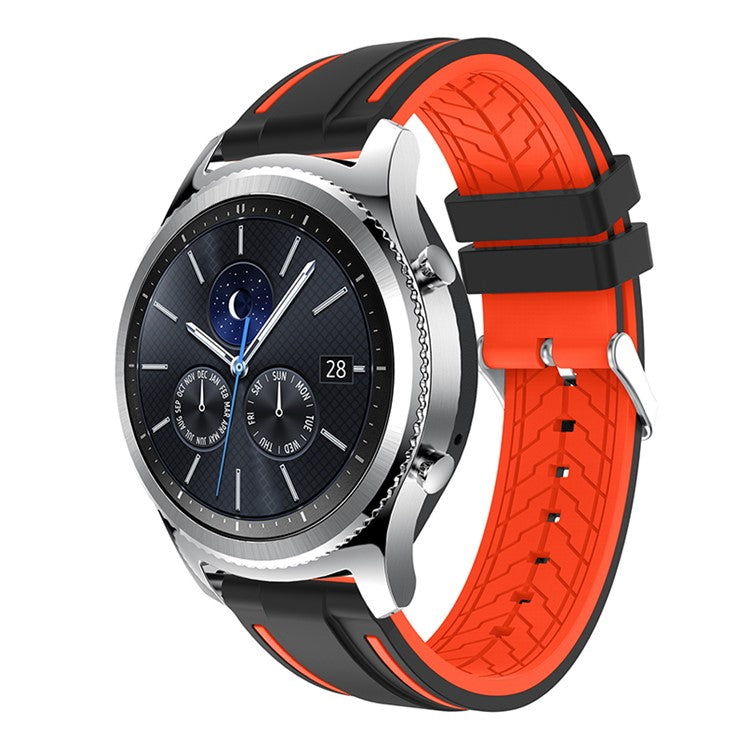 For Samsung Galaxy Watch3 45mm/Watch 46mm/Huawei Watch GT 46mm 22mm Silicone Watch Strap Soft Wristband with Buckle - Black Orange