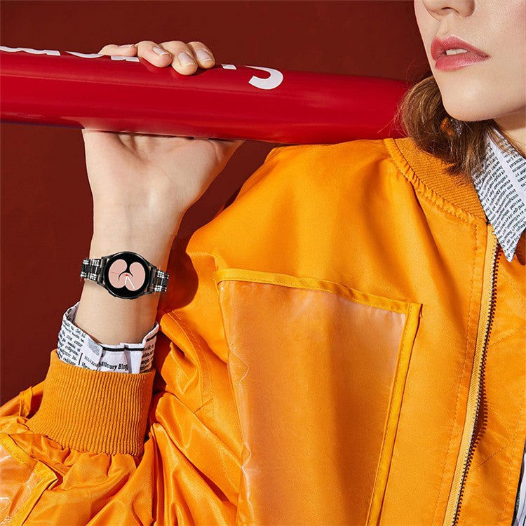 For Samsung Galaxy Watch4 Classic 42mm/46mm/Watch4 Active 40mm 44mm Zinc Alloy Watch Band Quick Release Watchband 20mm Replacement Strap with Rhinestone Decorated - Black