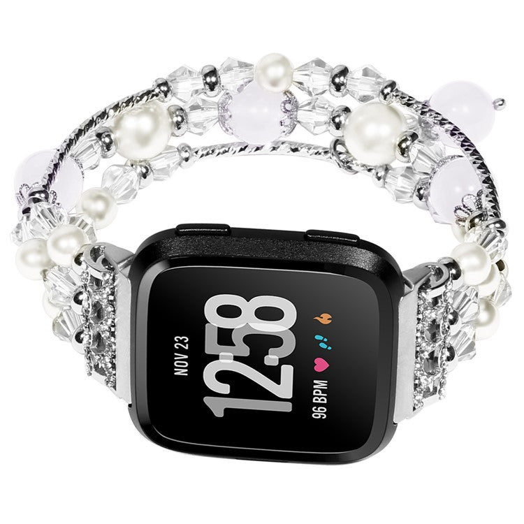 For Fitbit Versa/Versa 2/Versa Lite Agate Bracelet Watch Band Replacement Stylish Strap Wrist - Silver