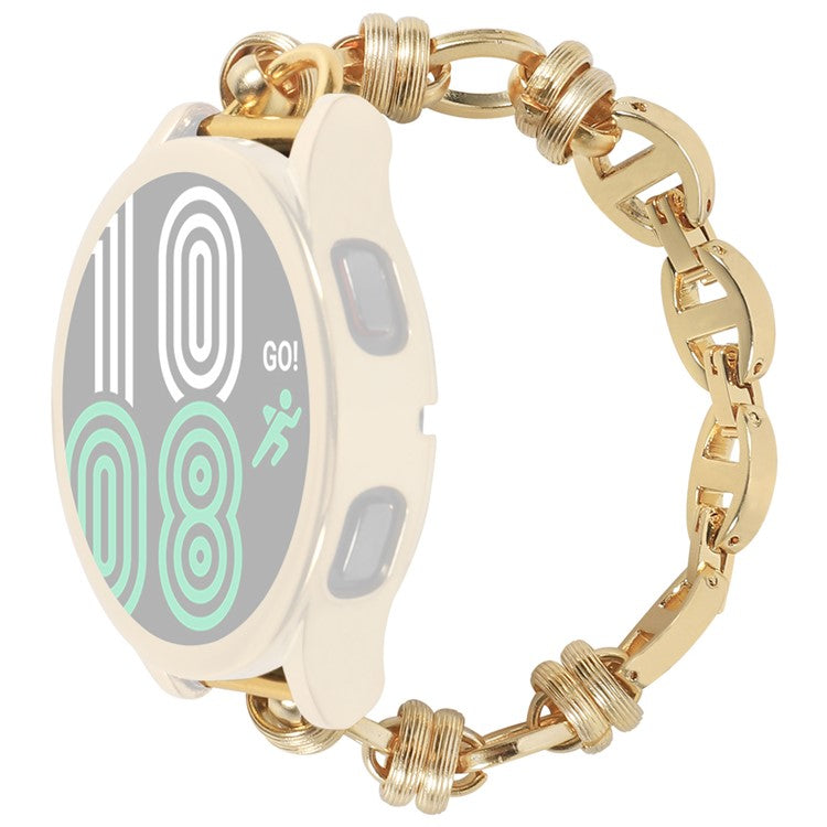 For Huawei Watch GT3 42mm/Samsung Galaxy Watch 4/4 Classic 20mm Universal Threaded Metal Chain Strap Replacement Watchband - Gold