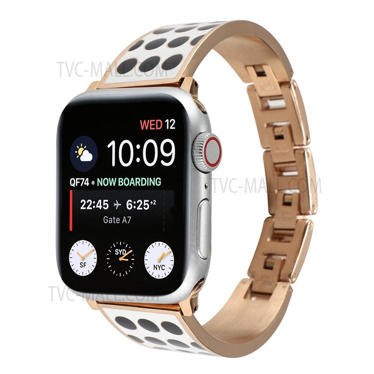 For Apple Watch Series 10 46mm / Ultra 2 Ultra 49mm / 9 8 7 45mm / SE (2023) SE (2022) SE 6 5 4 44mm / 3 2 1 42mm Chain Style Bracelet Stainless Steel Watchband Watch Strap - Black Spot