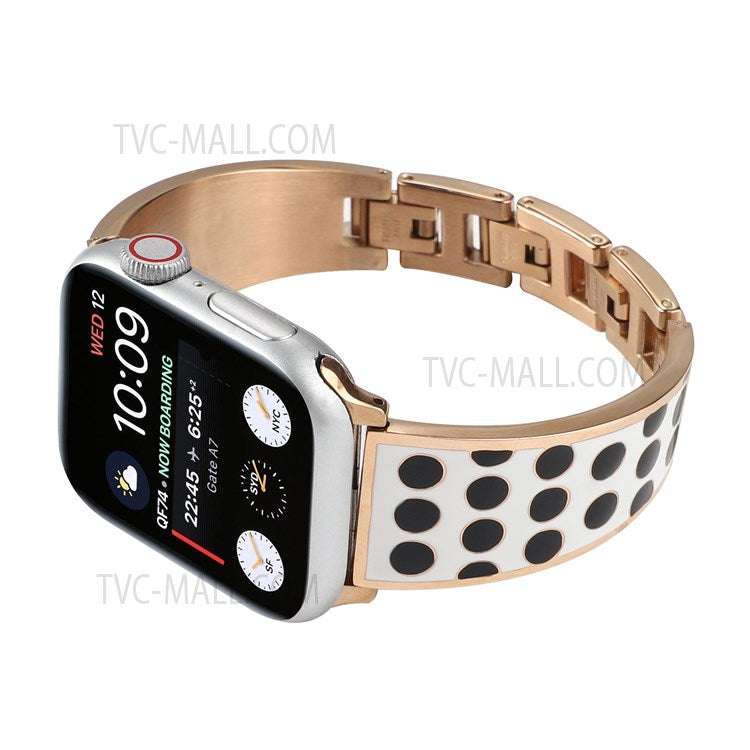 For Apple Watch Series 10 46mm / Ultra 2 Ultra 49mm / 9 8 7 45mm / SE (2023) SE (2022) SE 6 5 4 44mm / 3 2 1 42mm Chain Style Bracelet Stainless Steel Watchband Watch Strap - Black Spot