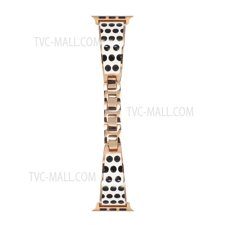 For Apple Watch Series 10 46mm / Ultra 2 Ultra 49mm / 9 8 7 45mm / SE (2023) SE (2022) SE 6 5 4 44mm / 3 2 1 42mm Chain Style Bracelet Stainless Steel Watchband Watch Strap - Black Spot