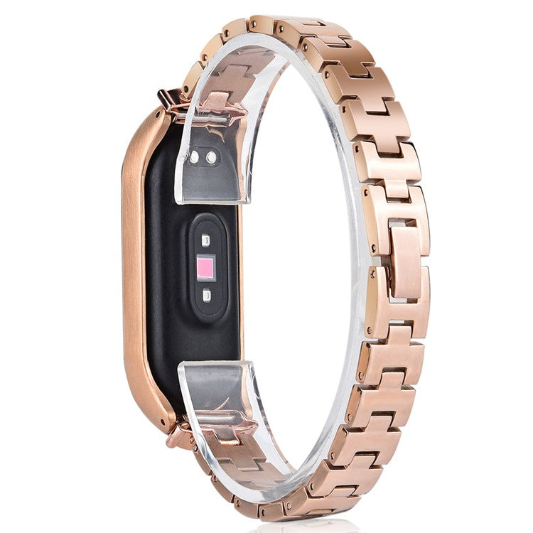 Stainless Steel Chain Watch Strap for Xiaomi Mi Band 5/6 Smart Watch Metal Watchband with Rhinestone Decor - Gold
