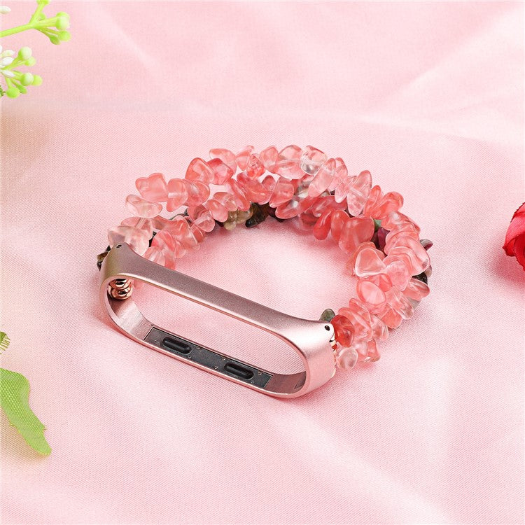 For Xiaomi Mi Band 5/6 Watch Band Natural Stones Watch Strap Replacement Wrist Band Bracelet - Pink