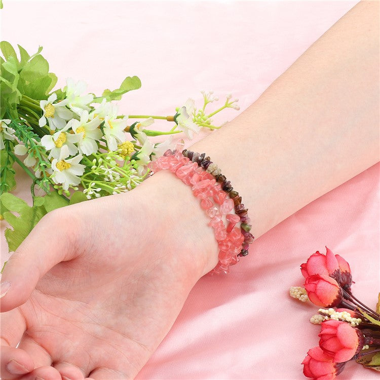 For Xiaomi Mi Band 5/6 Watch Band Natural Stones Watch Strap Replacement Wrist Band Bracelet - Pink