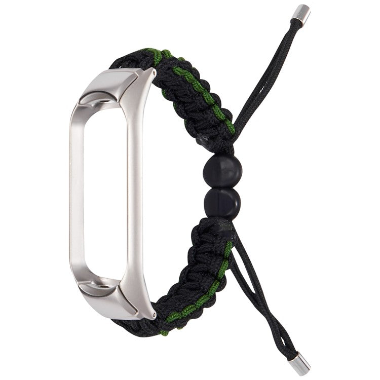 For Xiaomi Mi Band 3/Mi Band 4 Nylon Rope Watch Band Drawstring Adjustable Wrist Strap Replacement - Black/Green