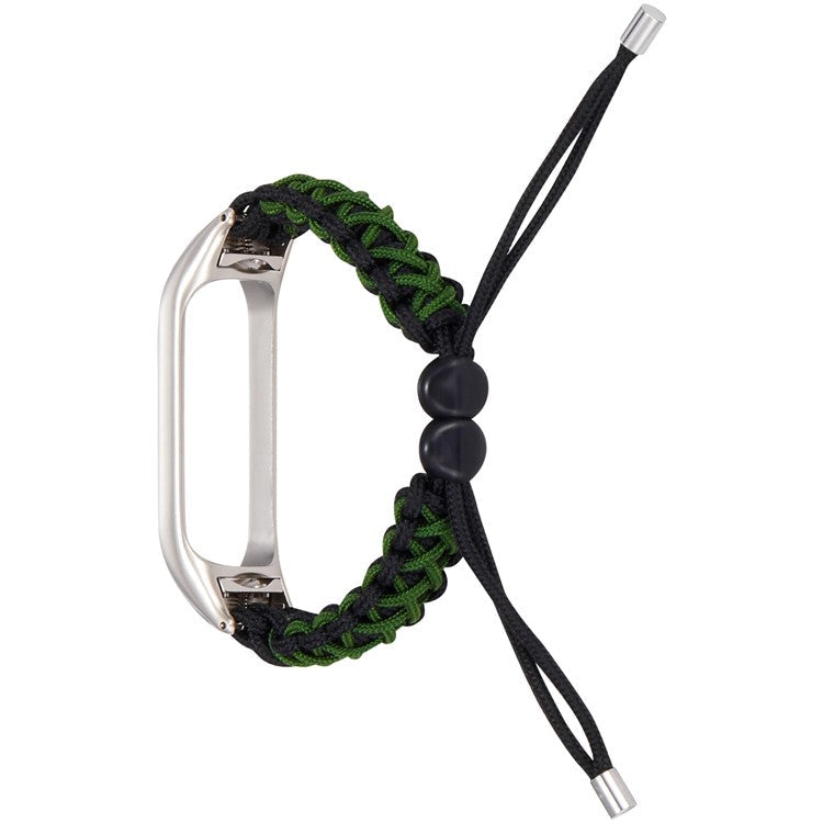 For Xiaomi Mi Band 3/Mi Band 4 Nylon Rope Watch Band Drawstring Adjustable Wrist Strap Replacement - Black/Green