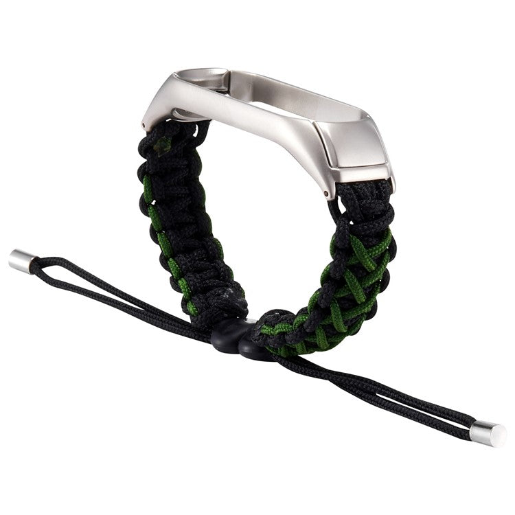 For Xiaomi Mi Band 3/Mi Band 4 Nylon Rope Watch Band Drawstring Adjustable Wrist Strap Replacement - Black/Green