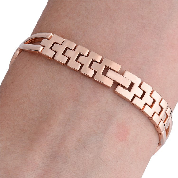 X Design Stainless Steel Watch Strap for Xiaomi Mi Band 5/6 Watchband with Rhinestone Decor - Rose Gold