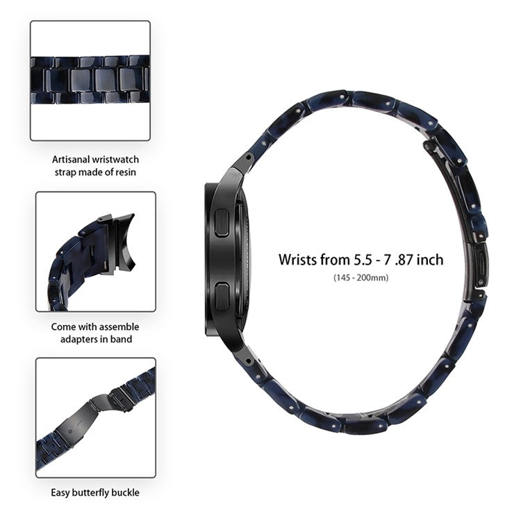 For Samsung Galaxy Watch4 Active 40mm/44mm / Watch4 Classic 42mm/46mm Smart Watch Strap Replacement Resin Wrist Band - Dark Blue