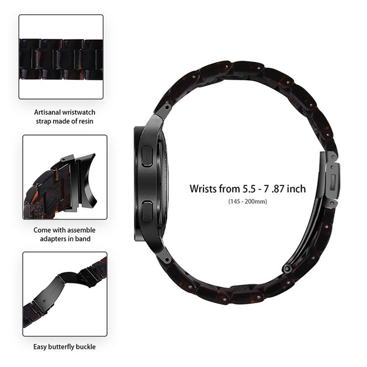 For Samsung Galaxy Watch4 Active 40mm/44mm / Watch4 Classic 42mm/46mm Smart Watch Strap Replacement Resin Wrist Band - Dark Brown