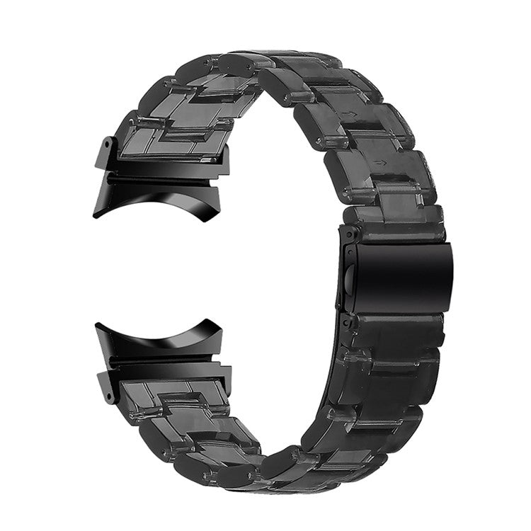 For Samsung Galaxy Watch4 Active 40mm/44mm / Watch4 Classic 42mm/46mm Smart Watch Strap Replacement Resin Wrist Band - Transparent Black