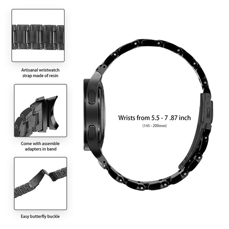 For Samsung Galaxy Watch4 Active 40mm/44mm / Watch4 Classic 42mm/46mm Smart Watch Strap Replacement Resin Wrist Band - Transparent Black