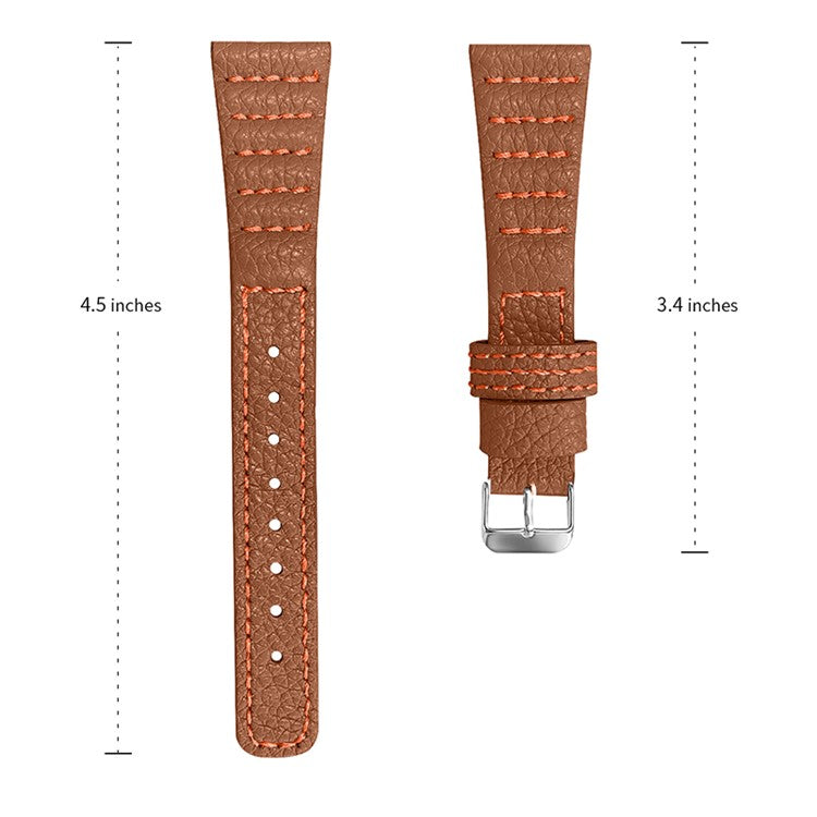 Top Layer Genuine Leather Watch Strap for TicWatch 2/E/C2, Wave Stitching Lines Watchband Replacement - Brown