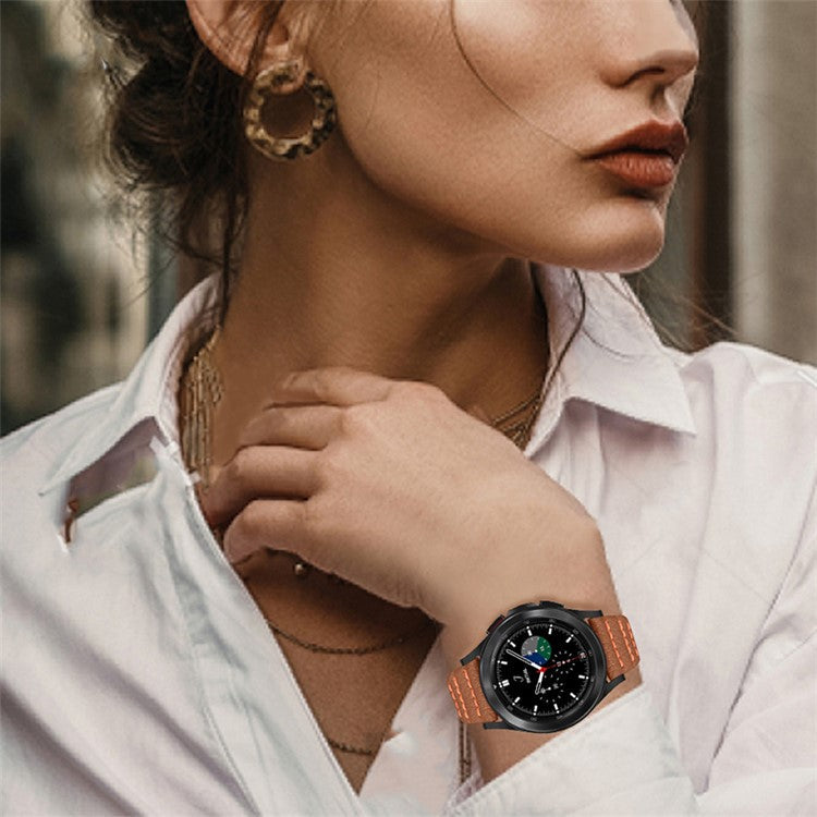 Top Layer Genuine Leather Watch Strap for TicWatch 2/E/C2, Wave Stitching Lines Watchband Replacement - Brown