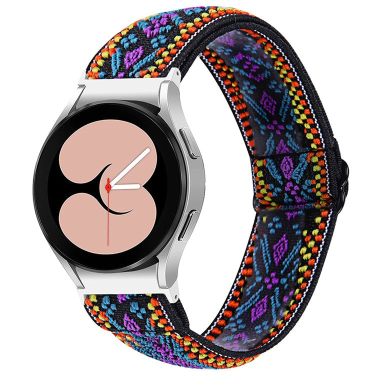 For Samsung Galaxy Watch4 Active 40mm/44mm / Watch4 Classic 42mm/46mm Elastic Woven Smart Watch Band Replacement Adjustable Wrist Strap - C